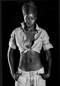 grayscale photography of women's top