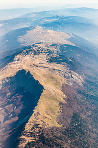 aerial photo of mountain range