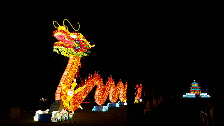 photo of dragon landmark during night