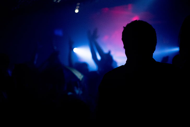 night club, silhouette, party, club, music, night