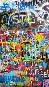 john lennon wall, prague, colorful, graffiti, paint, color