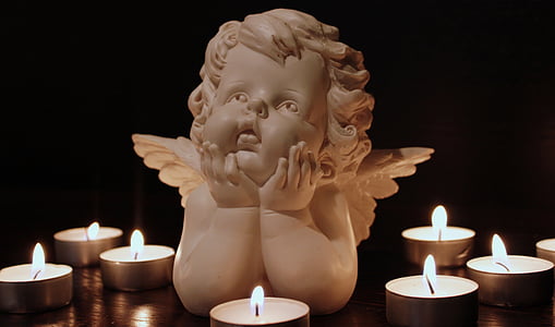 angel ceramic figurine with tealight candles