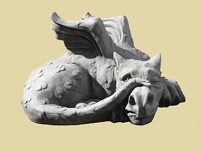 gray concrete dragon statue