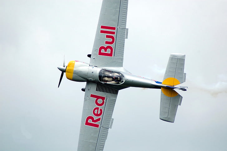 photography of gray Red Bull jet