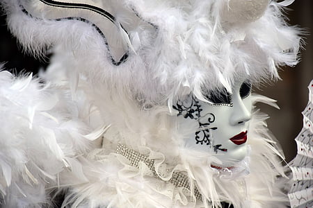 white feather masquerade mask