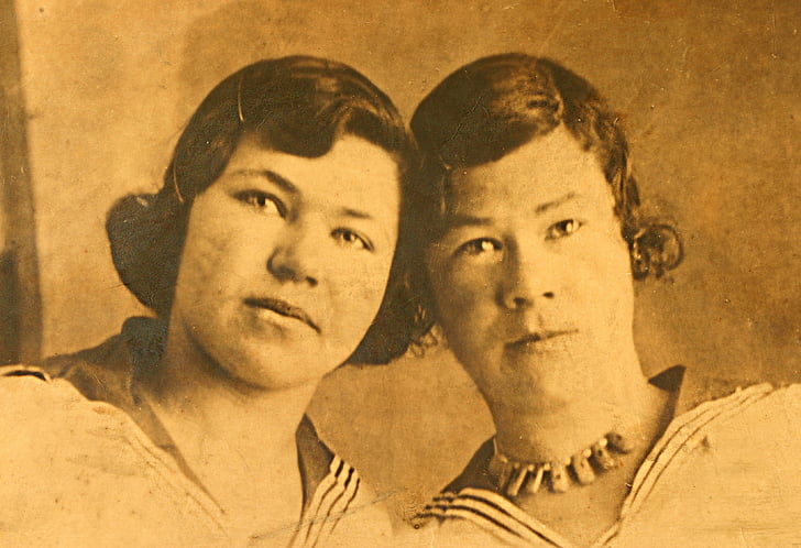 sepia photo of two women