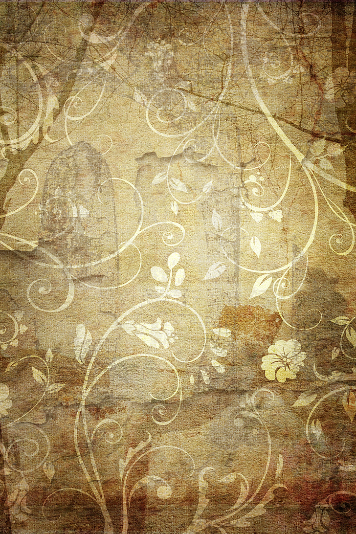 brown and white floral textile