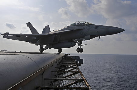 gray fighter jet take off on the aircraft carrier