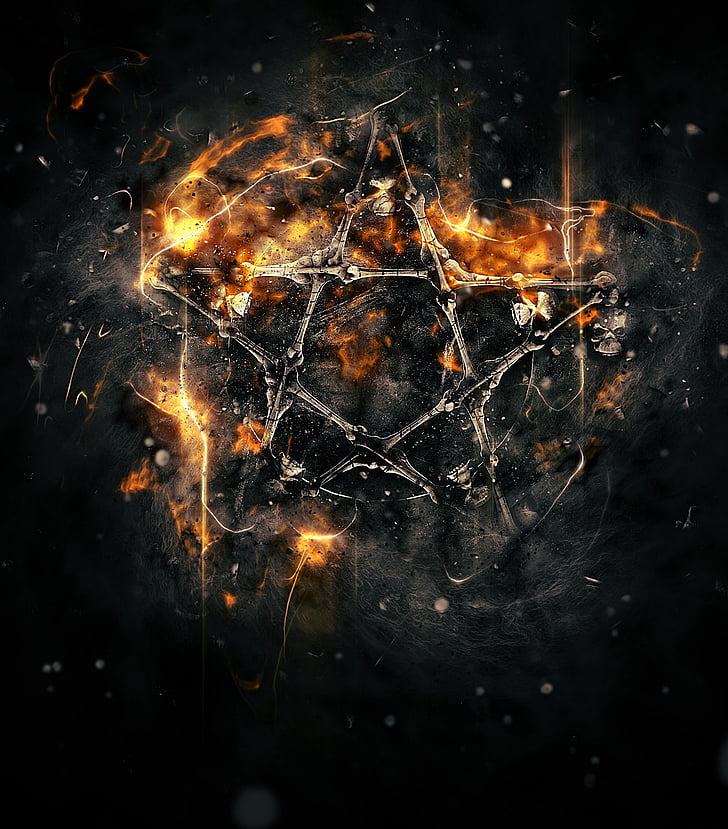 engrave star with fire digital wallpaper