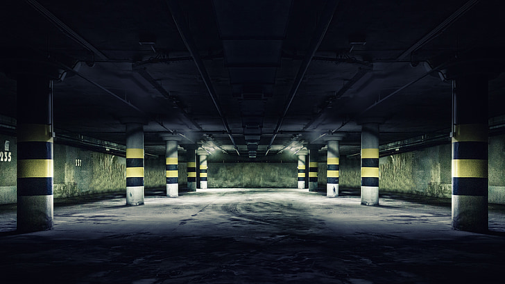 underground parking area of building