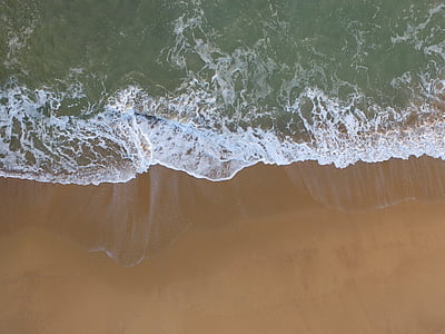 aerial-view of brown sand beach