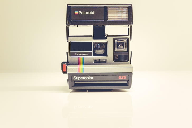 Polaroid camera with white background
