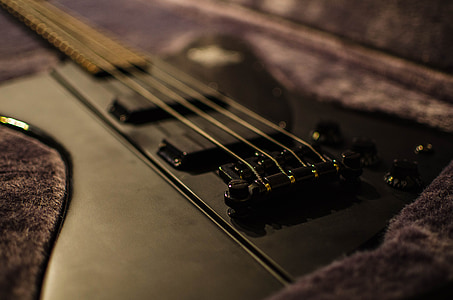 black electric bass guitar