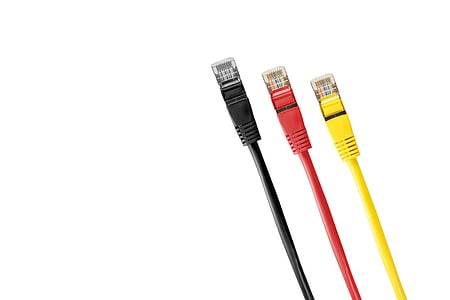 three black, red, and yellow cables