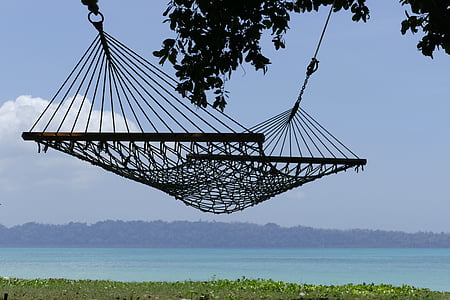 black hammock near body of water