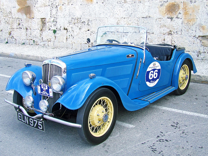 vintage blue car