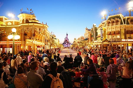 photography of people watching on Cinderellas Castle