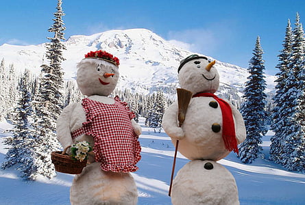 photography of snowmen ornaments