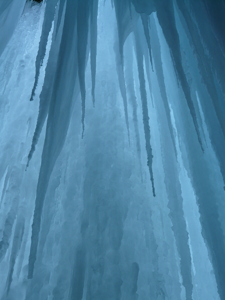 ice curtain, icicle, ice formations, cave, cold, stalactites