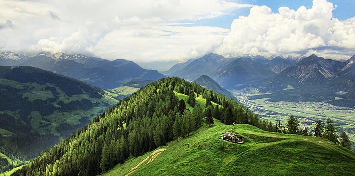landscape photography of green mountains