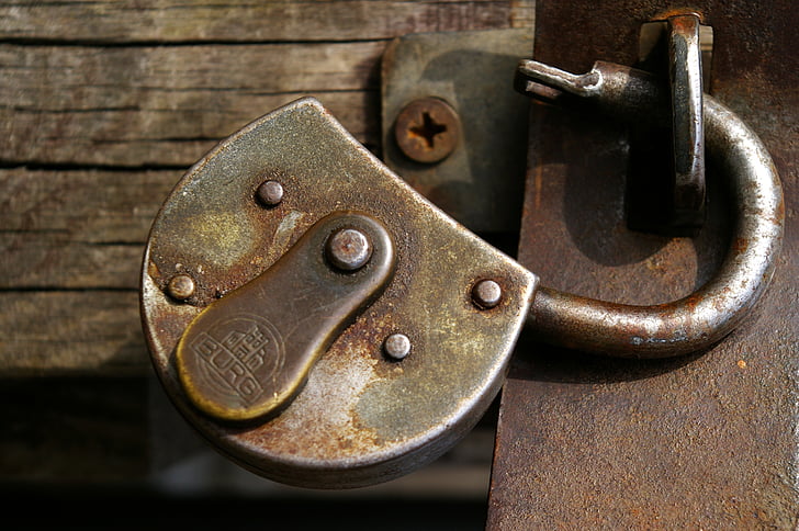 gray metal padlock
