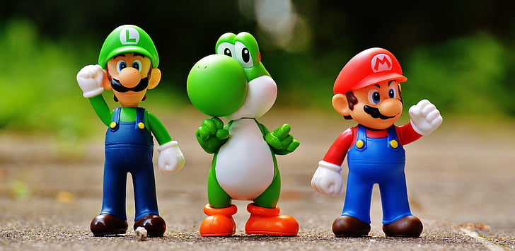 Mario, Luigi, and Yoshi toys