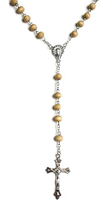 closeup photo of beaded brown silver-colored rosary