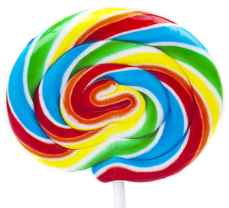 closeup photo of assorted-color lollipop with white background