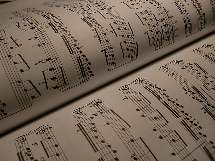 top view photography of music sheet