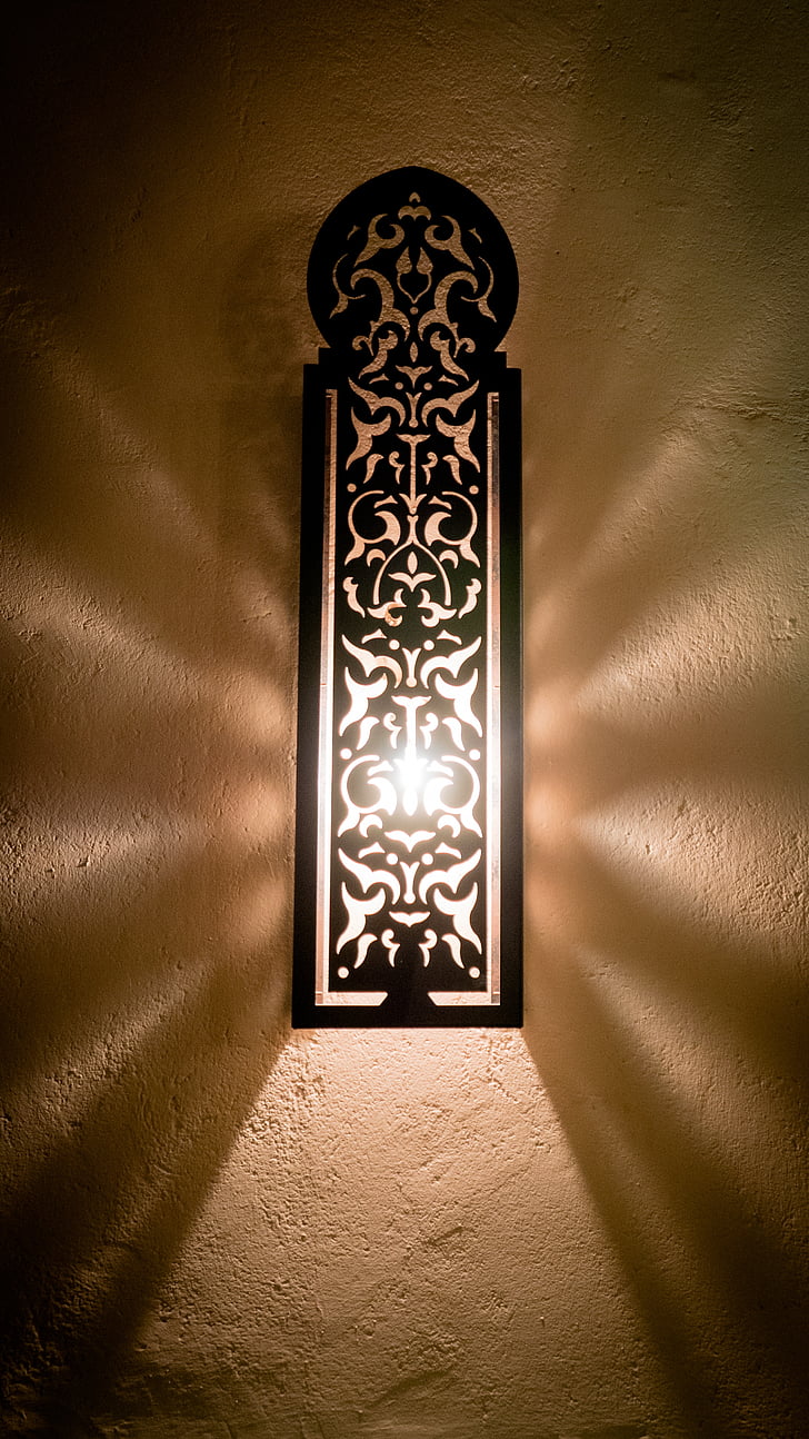 black wooden framed wall light