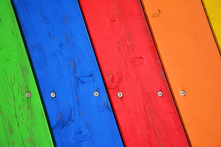 blue, red, and brown wooden board