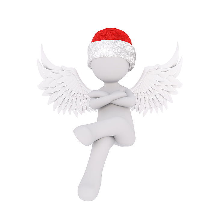 illustration of angel wearing santa hat