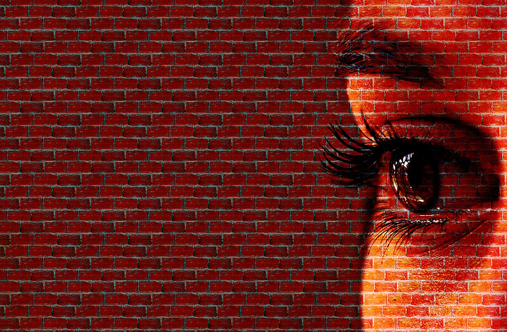 human eye brick painting